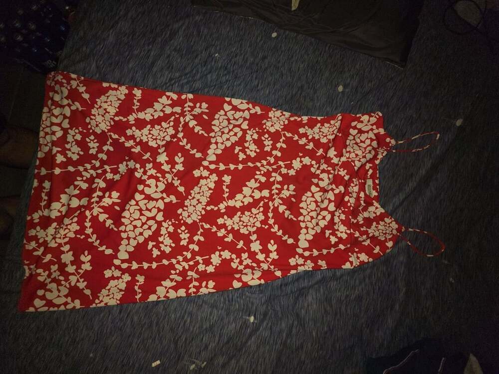 Michael Michael Kors Dress Size 12 Red White Floral Slip